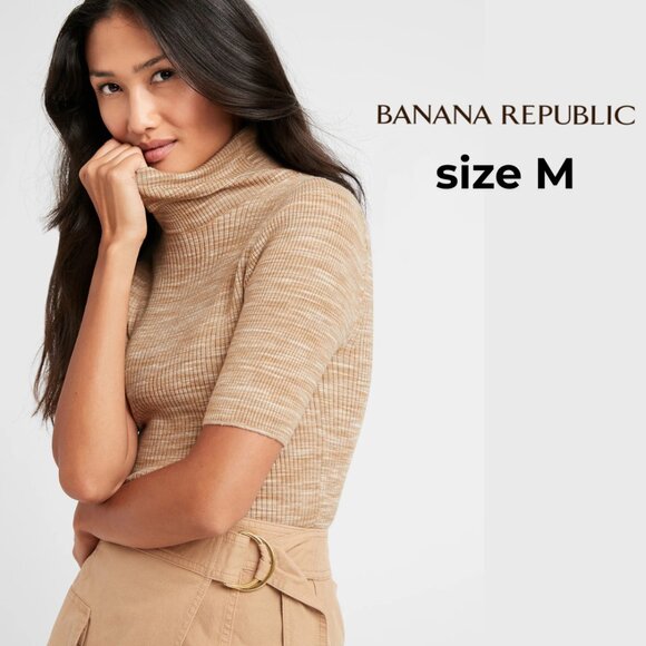Banana Republic Space-Dye Turtleneck Sweater Top in Camel Color - Picture 1 of 12